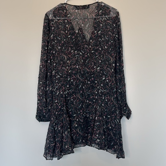 IRO Honess Long Sleeve Ruffle Mini Dress in Patterned Black - 6 - Picture 5 of 5